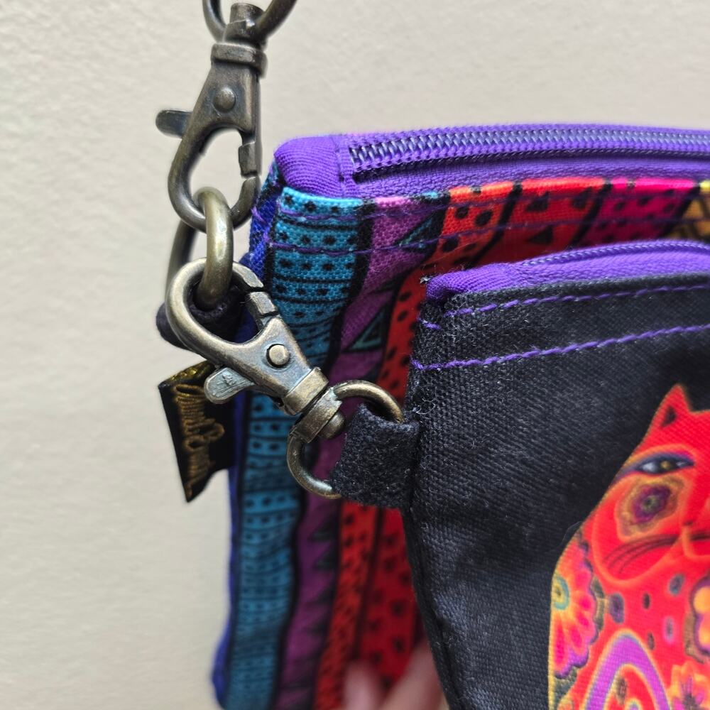 Laurel Burch Cats Feline Friends 2Pc Crossbody +Organizer Bag Boho Multicolor - Picture 5 of 11